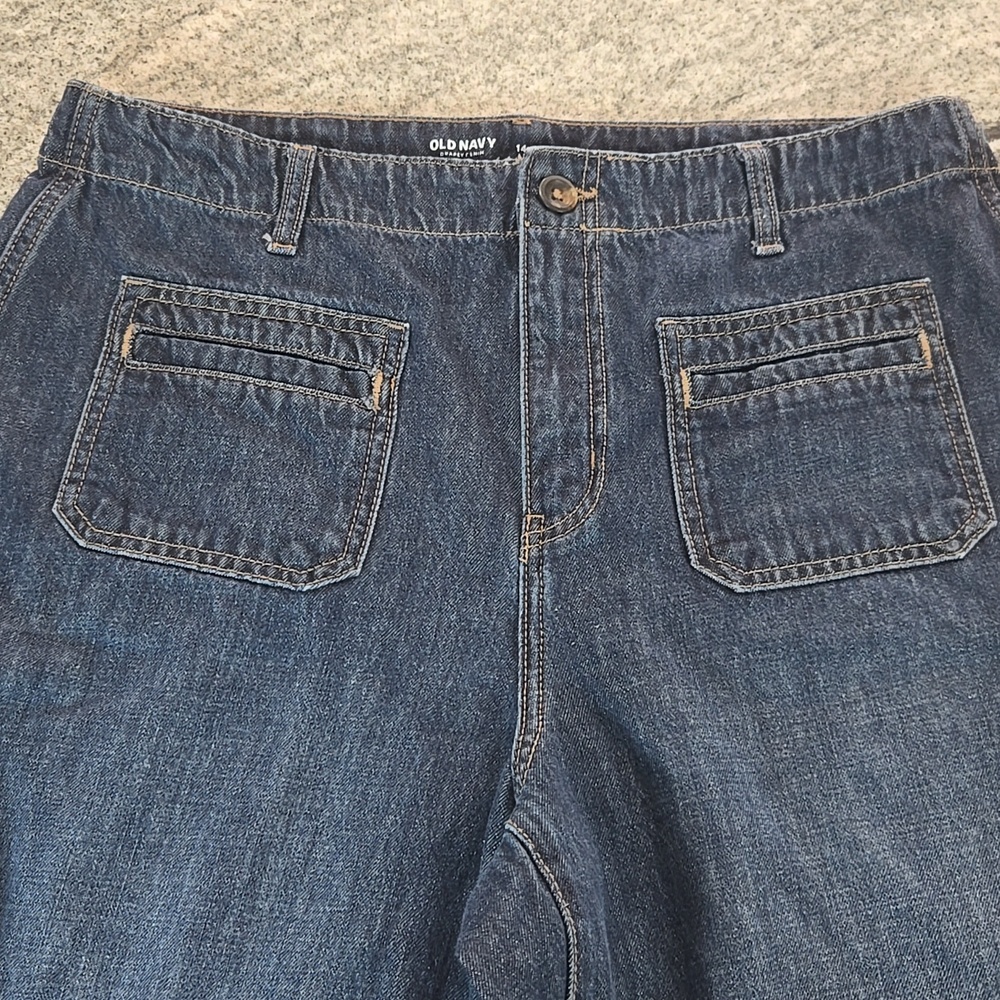 Old Navy Women’s Size 14 Baggy Wide Leg High Waist Patch Pocket Denim Jeans